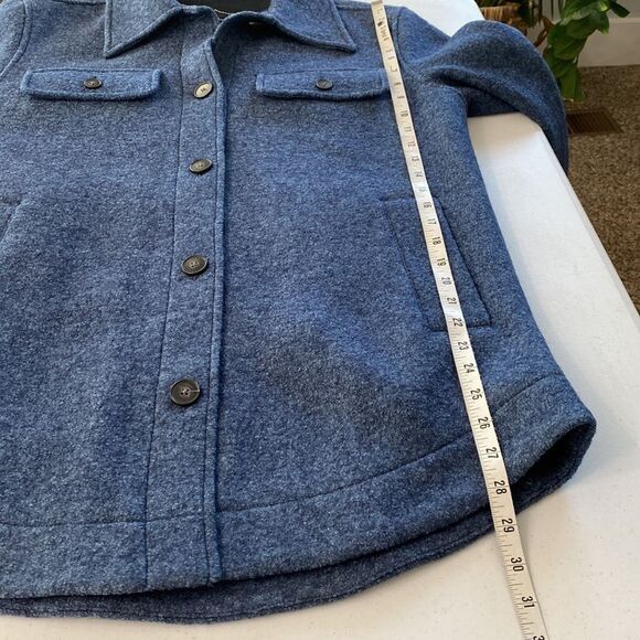 Club Monaco Cozy shirt Jacket Shacket Wool Heather Blue Coat Oversize Lined Cozy - Picture 12 of 16